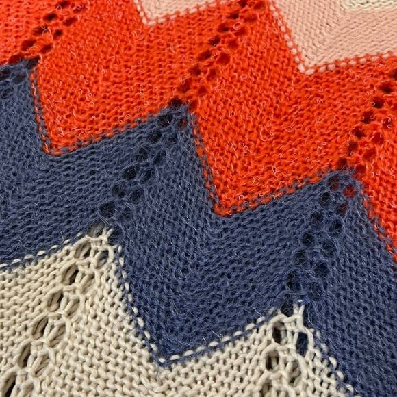 Vero Moda (L) Birch Chevron Colorblock Crochet Lightweight Sweater Crewneck - Picture 9 of 9